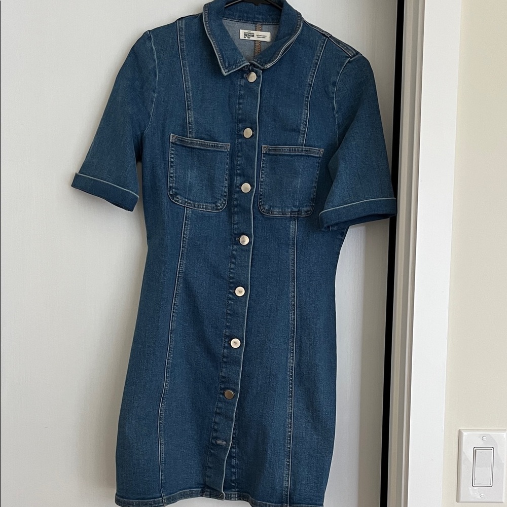 Zara Blue Denim Midi Dress